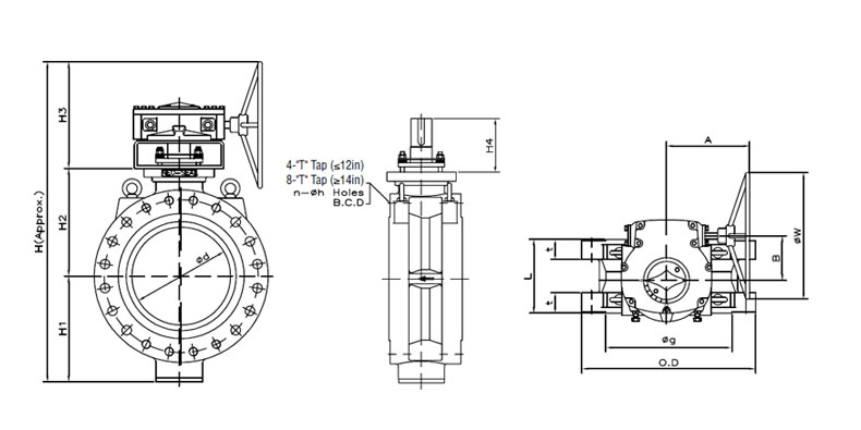 flanged Butterfly Valve Dimension