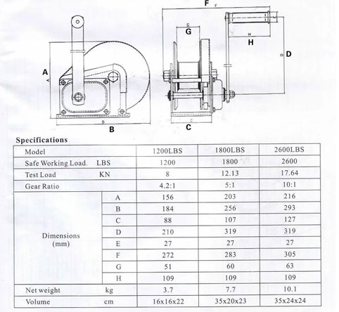 winch specification